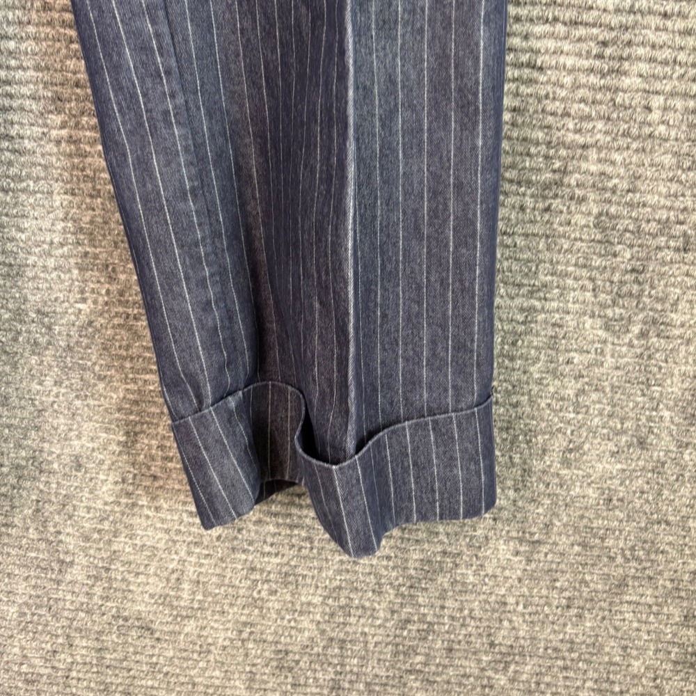 Vintage Y2K Mossimo Blue Pinstripe Denim Cropped Pants Cuffed Straight Leg Sz 10 - Picture 2 of 5